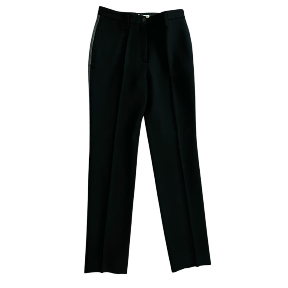 Balenciaga Paris Fleece Wool Pleated Side Stripe Trouser 38 or US 6